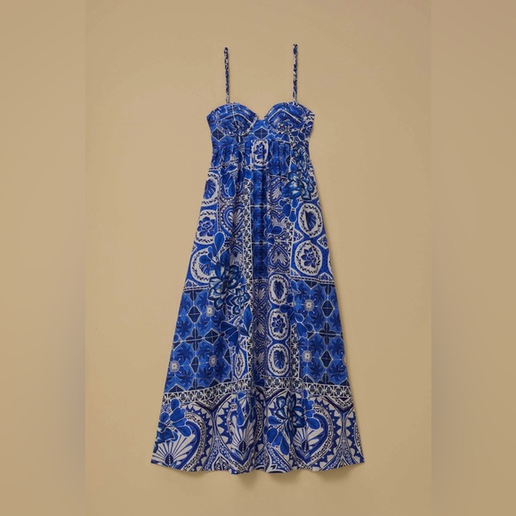 NWT FARM RIO Blue Tile Dream Maxi Dress - Picture 6 of 9